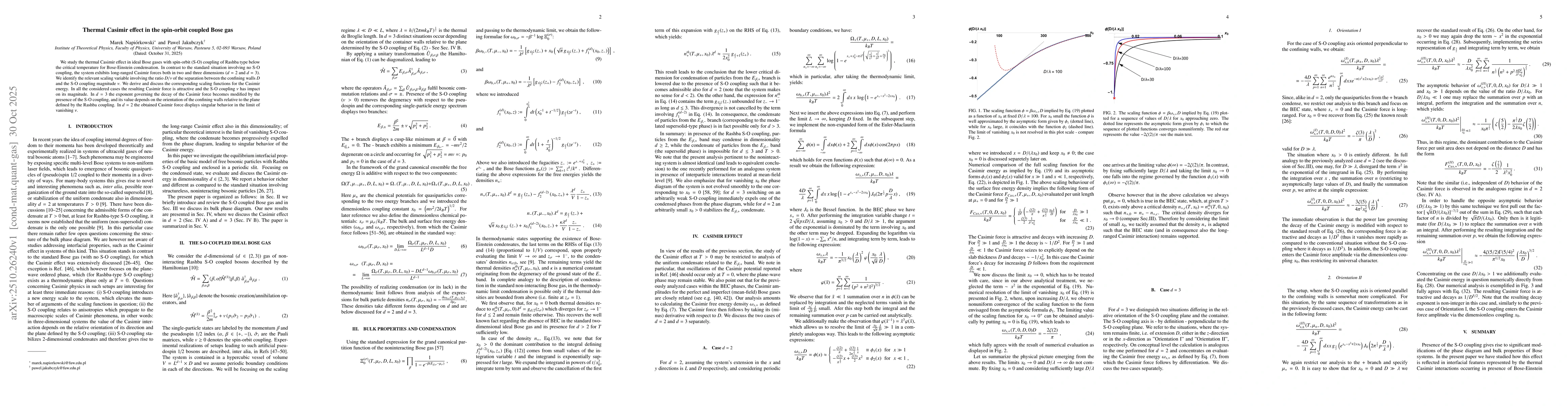 Thumbnail for Thermal Casimir effect in the spin-orbit coupled Bose gas