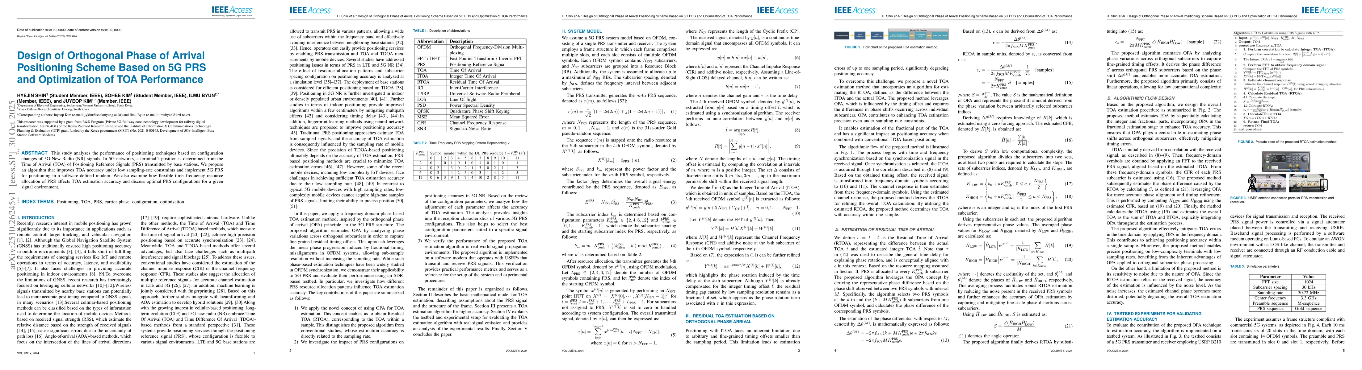 Thumbnail for Design of Orthogonal Phase of Arrival Positioning Scheme Based on 5G PRS
  and Optimization of TOA Performance