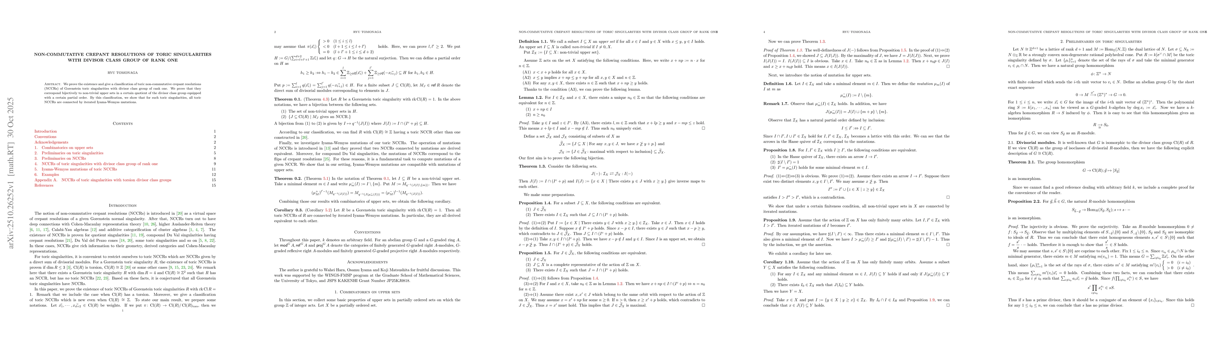Thumbnail for Non-commutative crepant resolutions of toric singularities with divisor
  class group of rank one