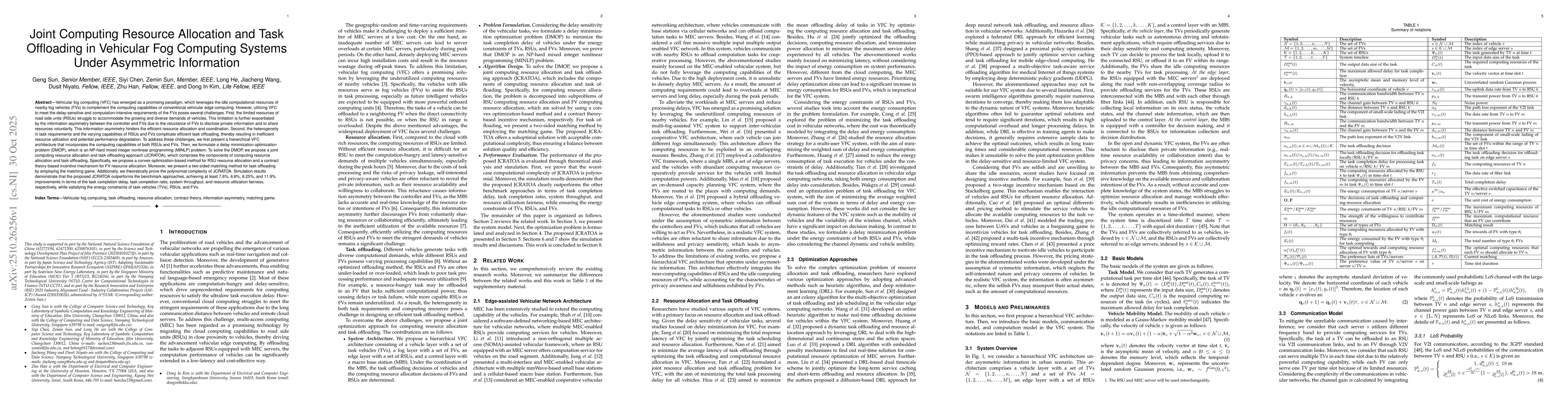 Thumbnail for Joint Computing Resource Allocation and Task Offloading in Vehicular Fog
  Computing Systems Under Asymmetric Information