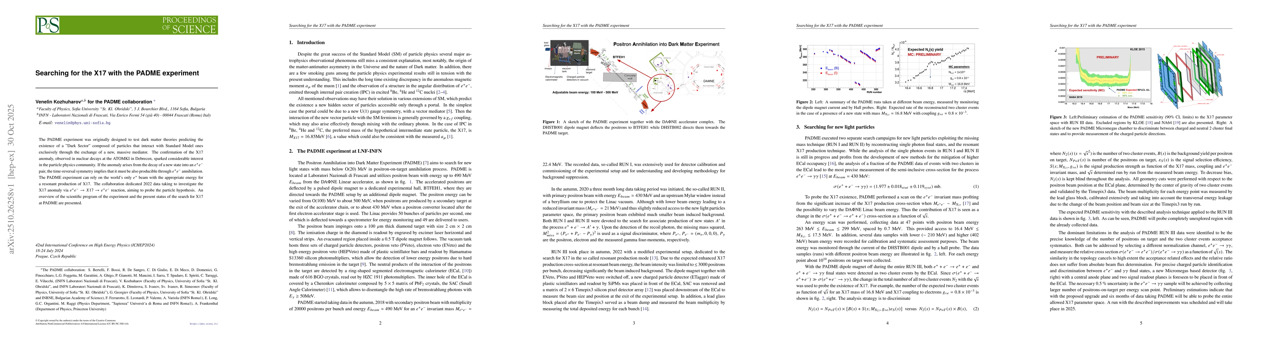 Thumbnail for Searching for the X17 with the PADME experiment