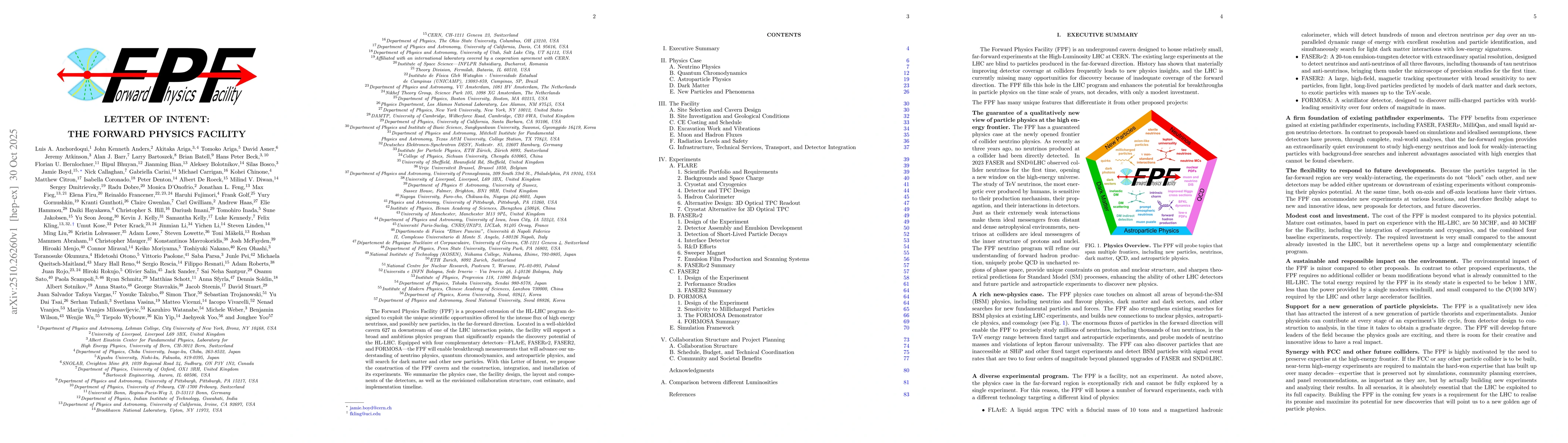 Thumbnail for Letter of Intent: The Forward Physics Facility