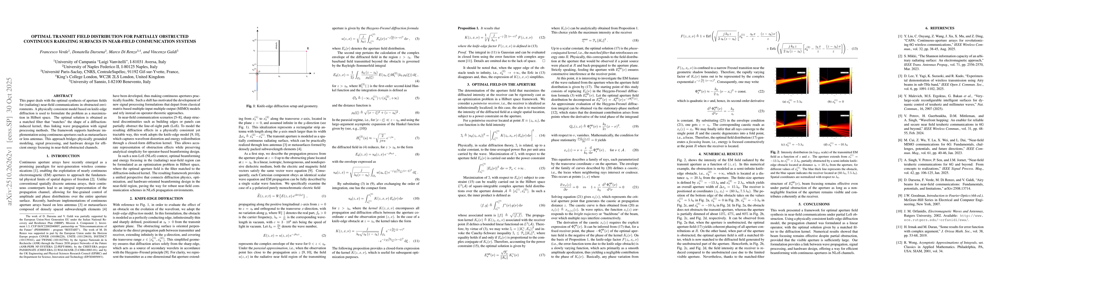 Thumbnail for Optimal transmit field distribution for partially obstructed continuous
  radiating surfaces in near-field communication systems