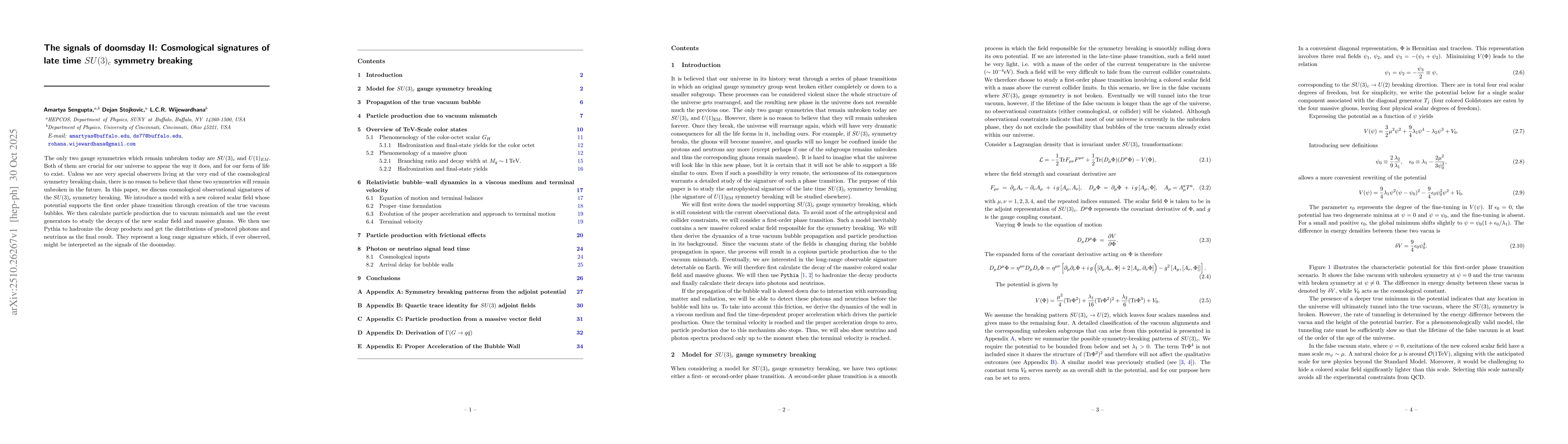 Thumbnail for The signals of doomsday II: Cosmological signatures of late time
  $SU(3)_c$ symmetry breaking