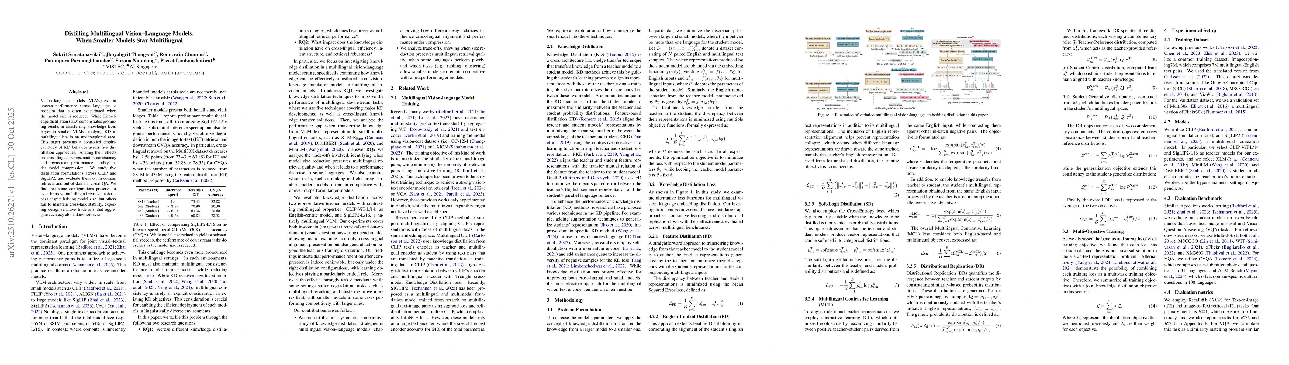 Thumbnail for Distilling Multilingual Vision-Language Models: When Smaller Models Stay
  Multilingual