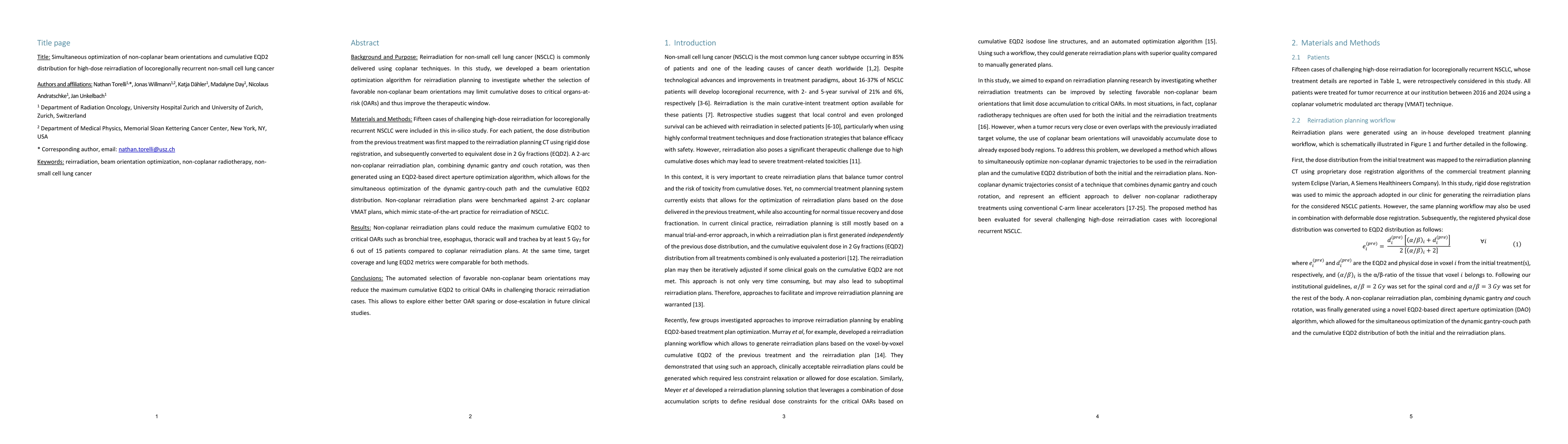 Thumbnail for Simultaneous optimization of non-coplanar beam orientations and
  cumulative EQD2 distribution for high-dose reirradiation of locoregionally
  recurrent non-small cell lung cancer