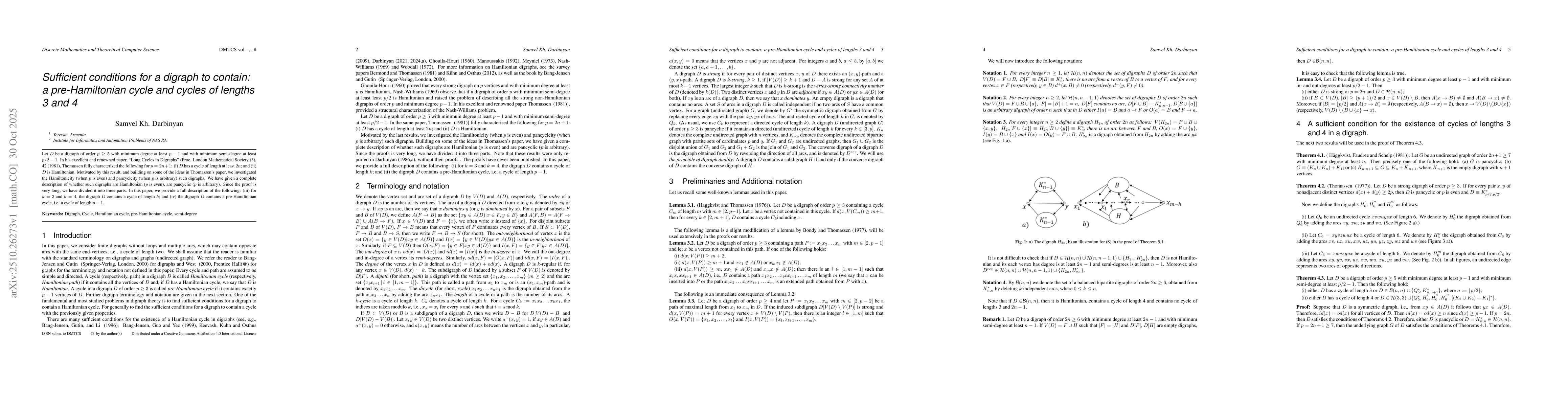 Thumbnail for Sufficient conditions for a digraph to contain: a pre-Hamiltonian cycle
  and cycles of lengths 3 and 4