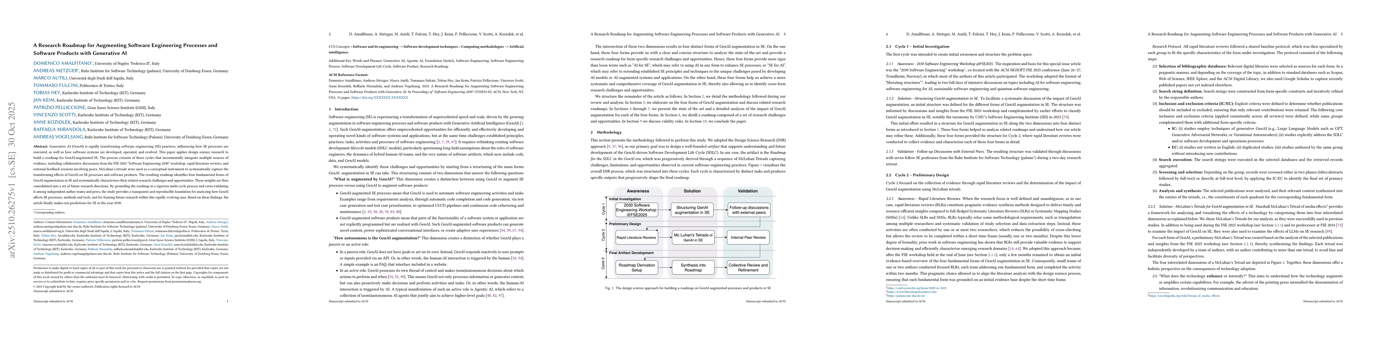 Thumbnail for A Research Roadmap for Augmenting Software Engineering Processes and
  Software Products with Generative AI