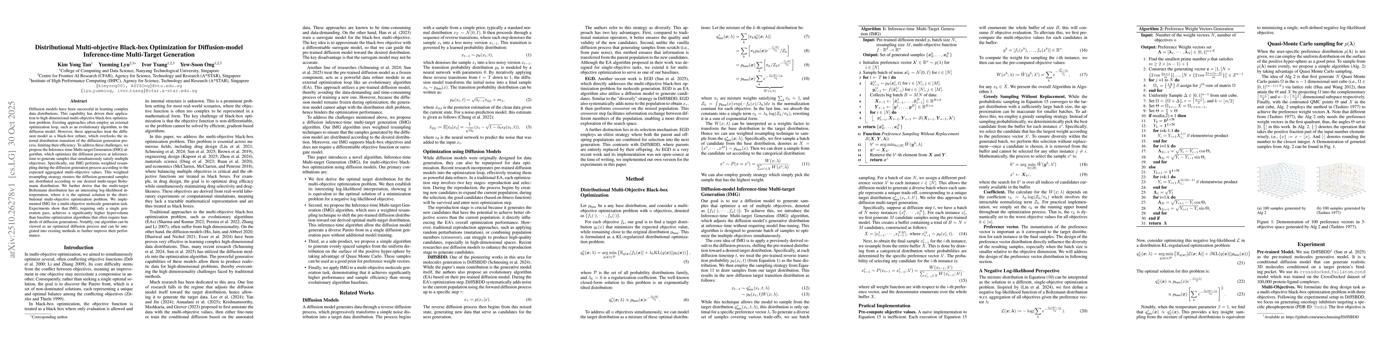 Thumbnail for Distributional Multi-objective Black-box Optimization for
  Diffusion-model Inference-time Multi-Target Generation