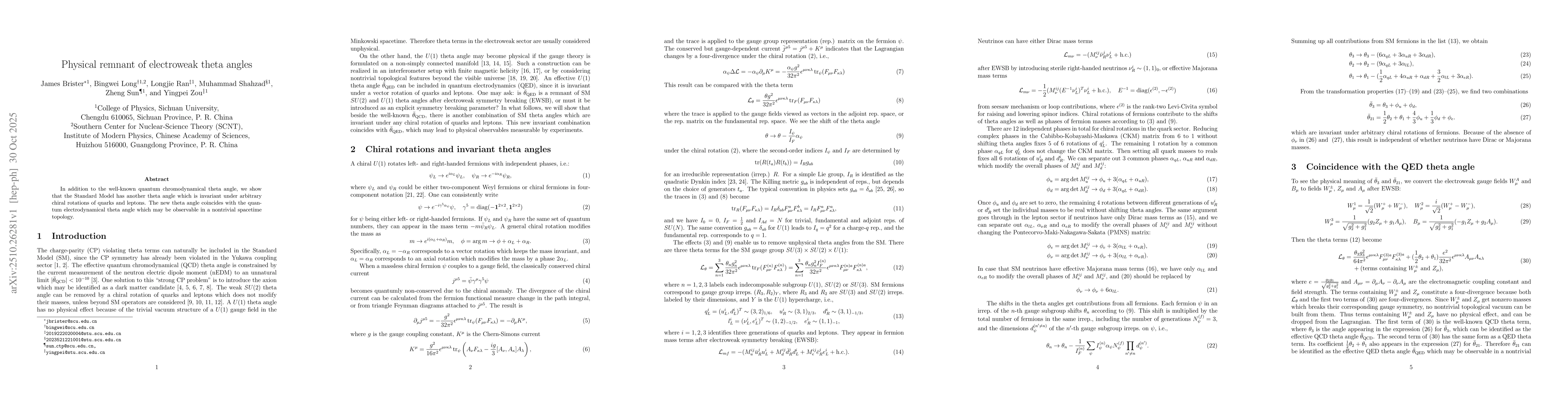 Thumbnail for Physical remnant of electroweak theta angles