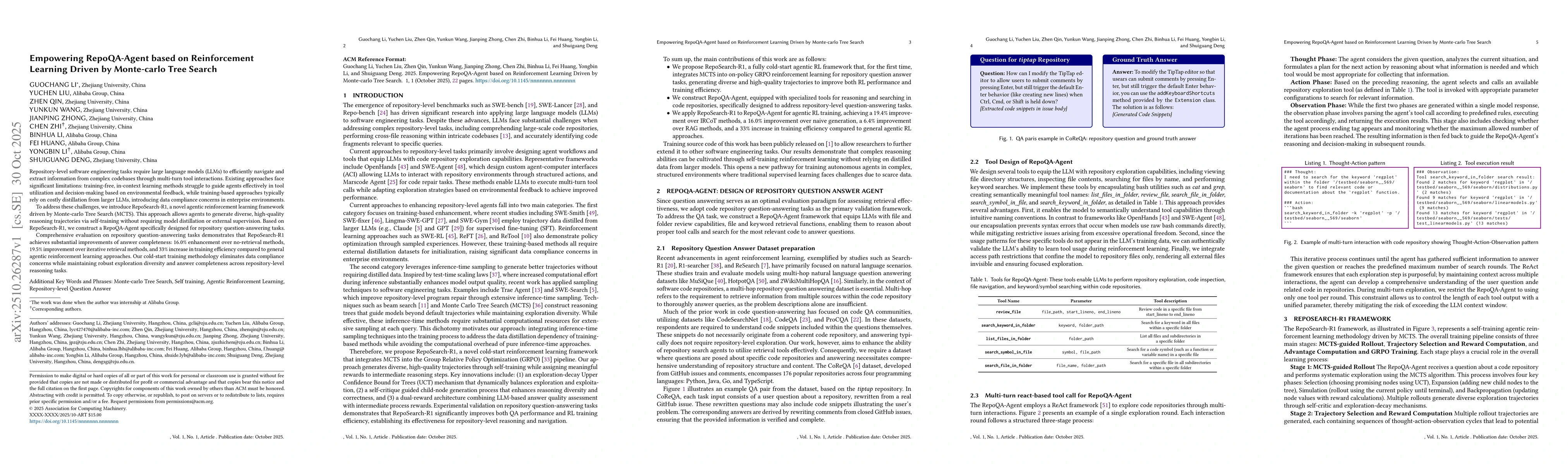 Thumbnail for Empowering RepoQA-Agent based on Reinforcement Learning Driven by
  Monte-carlo Tree Search