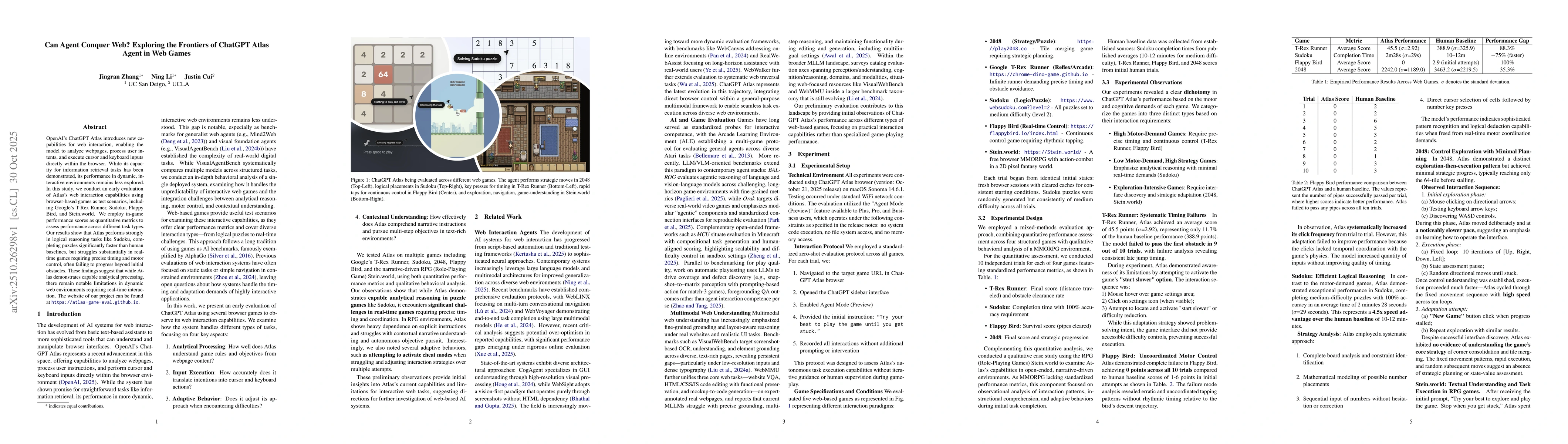 Thumbnail for Can Agent Conquer Web? Exploring the Frontiers of ChatGPT Atlas Agent in
  Web Games