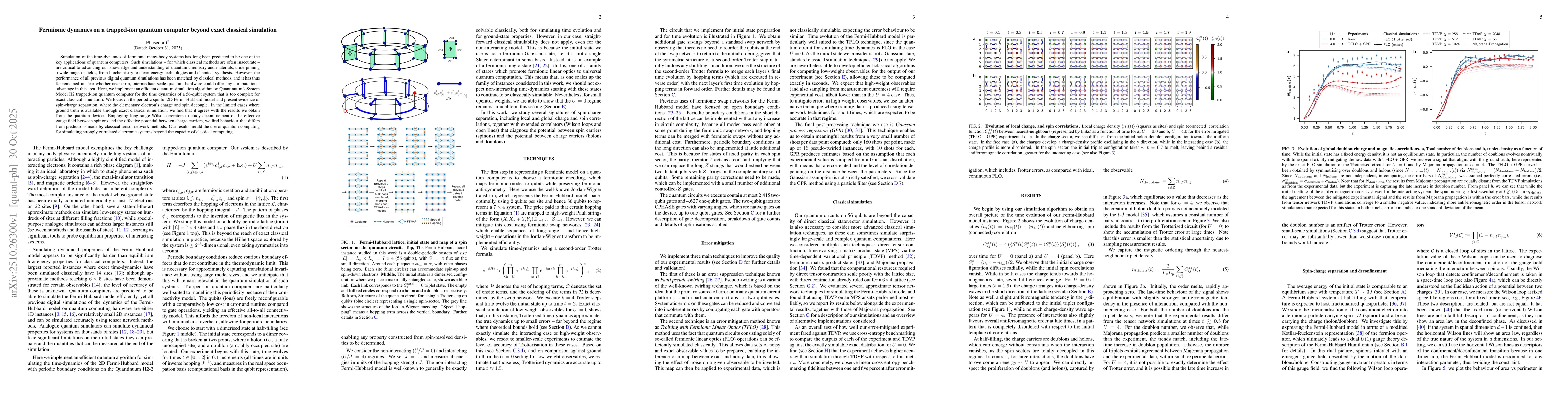 Thumbnail for Fermionic dynamics on a trapped-ion quantum computer beyond exact
  classical simulation