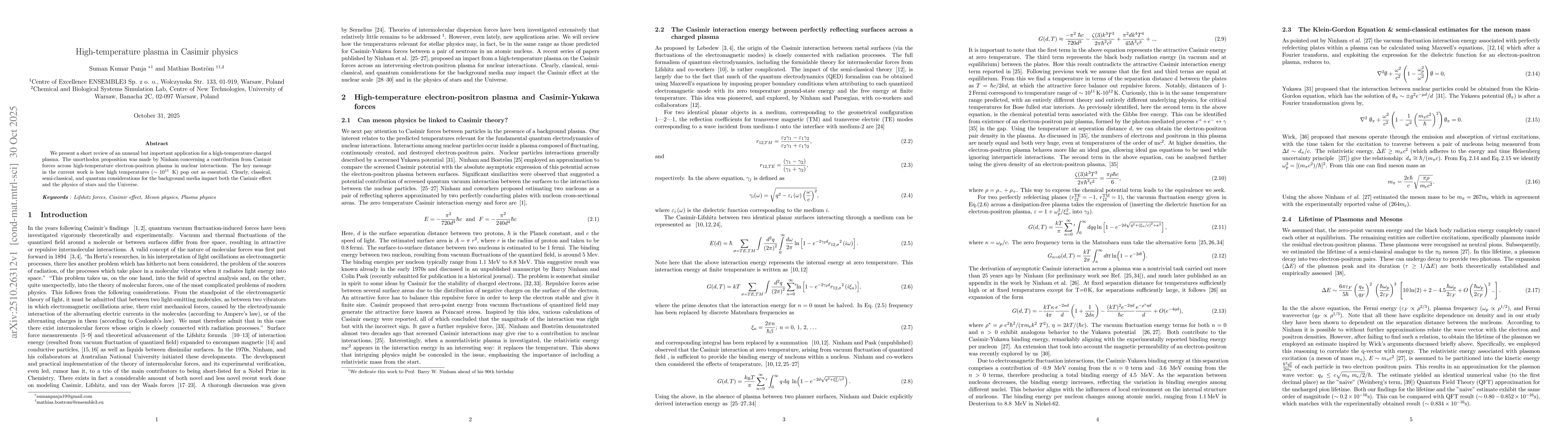 Thumbnail for High-temperature plasma in Casimir physics