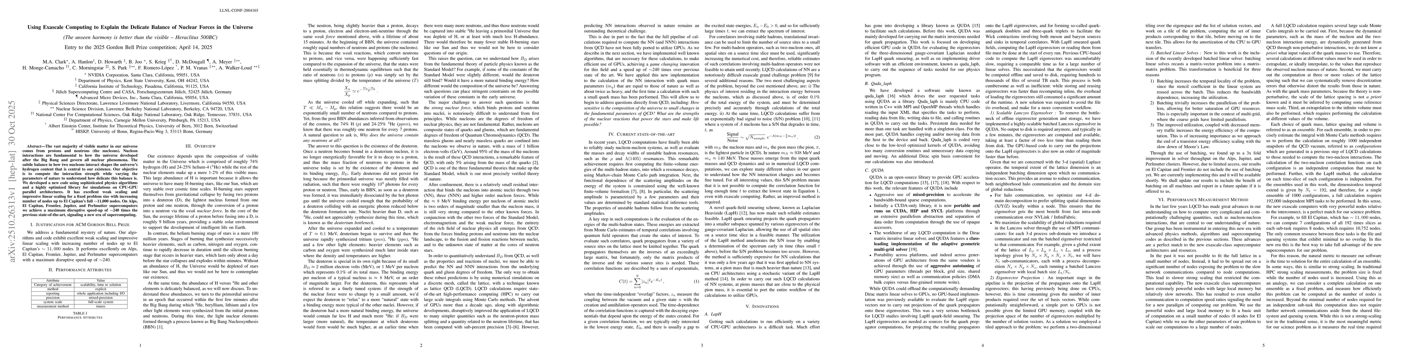 Thumbnail for Using Exascale Computing to Explain the Delicate Balance of Nuclear
  Forces in the Universe
