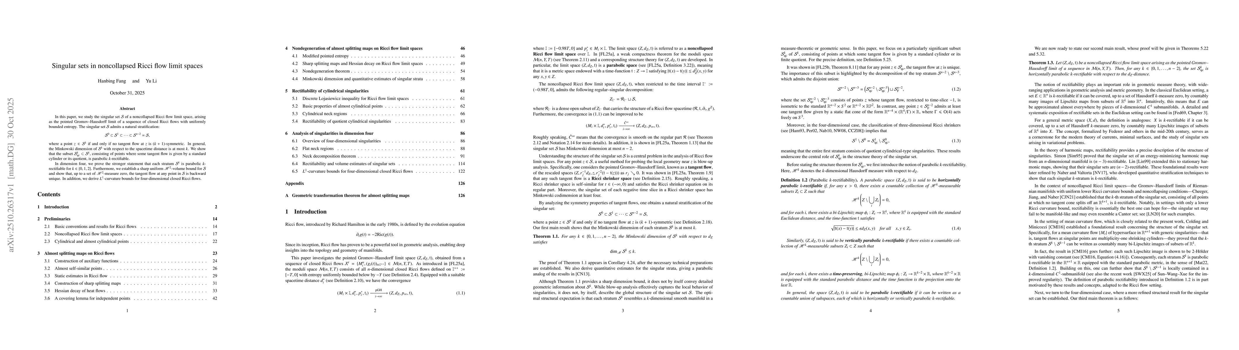 Thumbnail for Singular sets in noncollapsed Ricci flow limit spaces