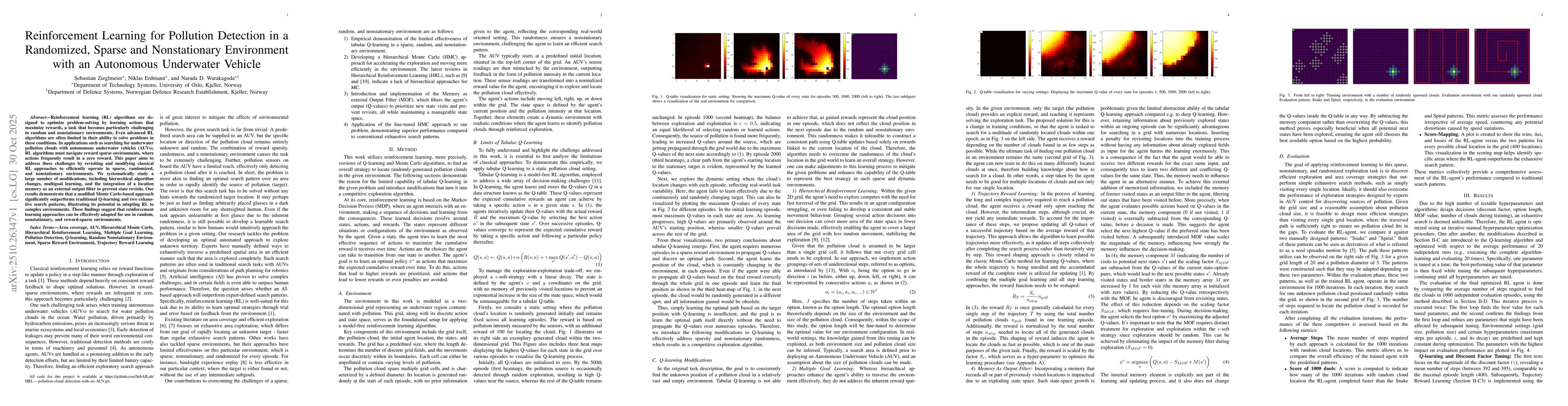 Thumbnail for Reinforcement Learning for Pollution Detection in a Randomized, Sparse
  and Nonstationary Environment with an Autonomous Underwater Vehicle