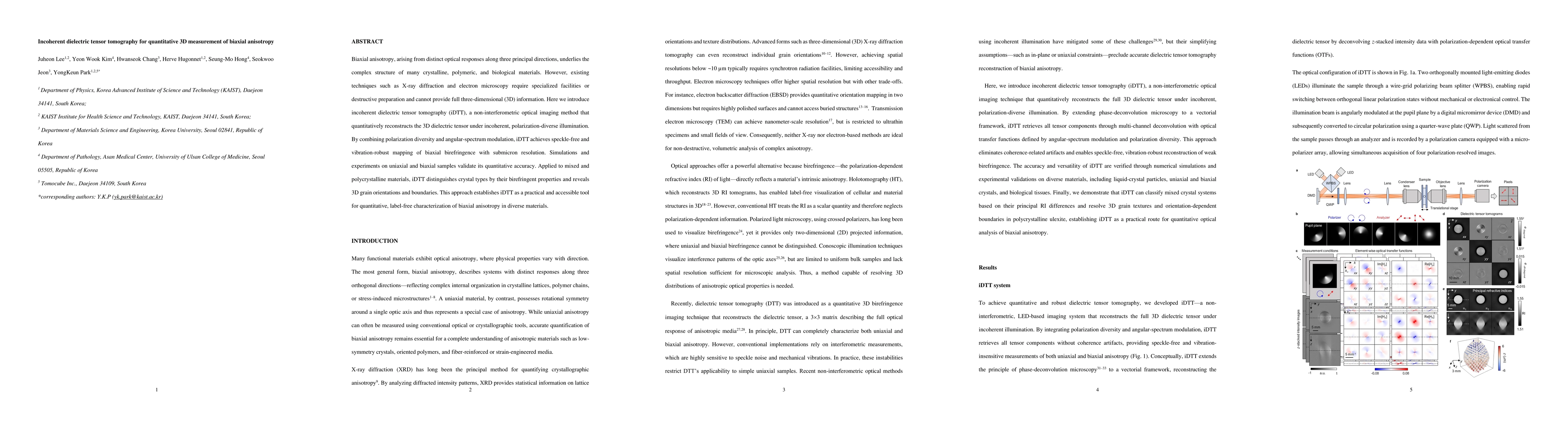 Thumbnail for Incoherent dielectric tensor tomography for quantitative 3D measurement
  of biaxial anisotropy