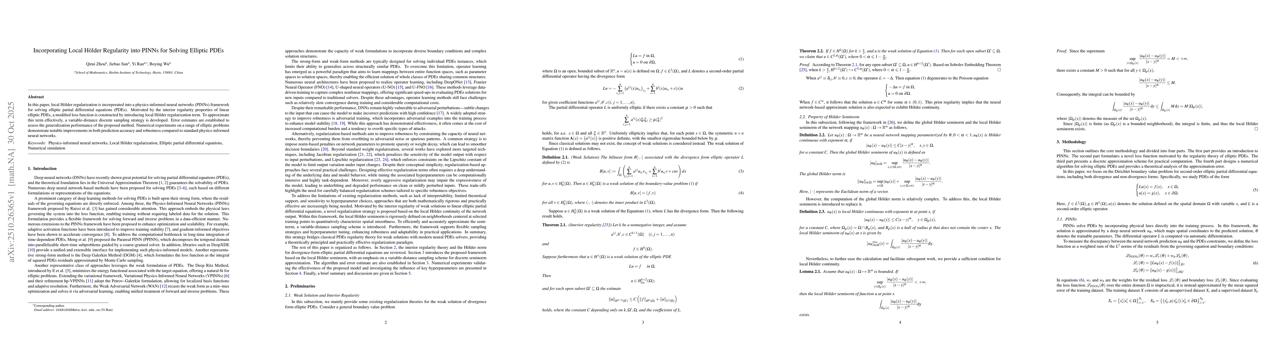 Thumbnail for Incorporating Local Hölder Regularity into PINNs for Solving Elliptic
  PDEs