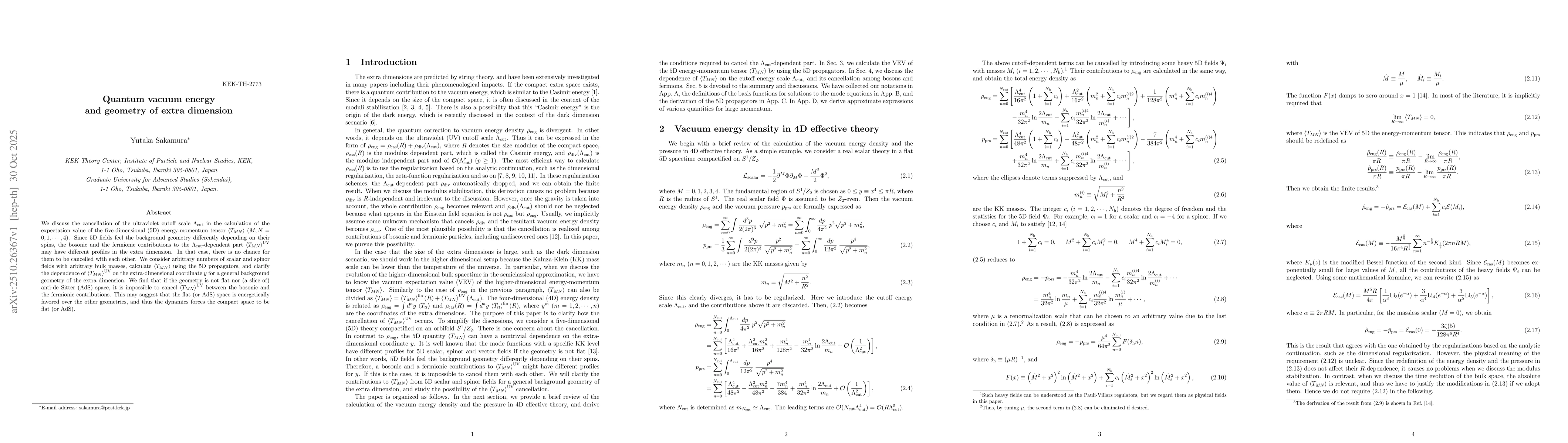 Thumbnail for Quantum vacuum energy and geometry of extra dimension