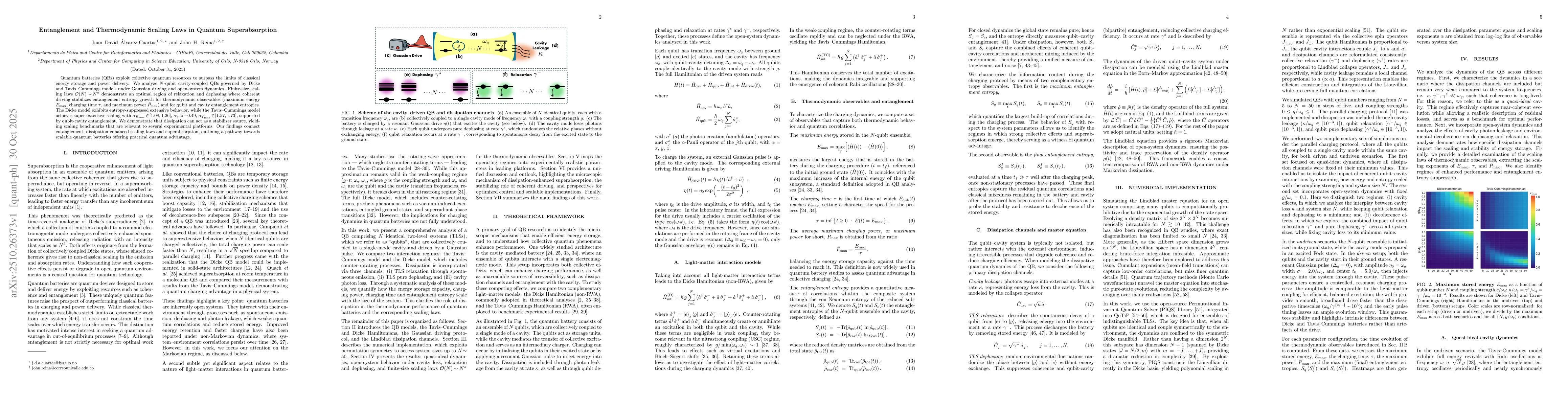 Thumbnail for Entanglement and Thermodynamic Scaling Laws in Quantum Superabsorption