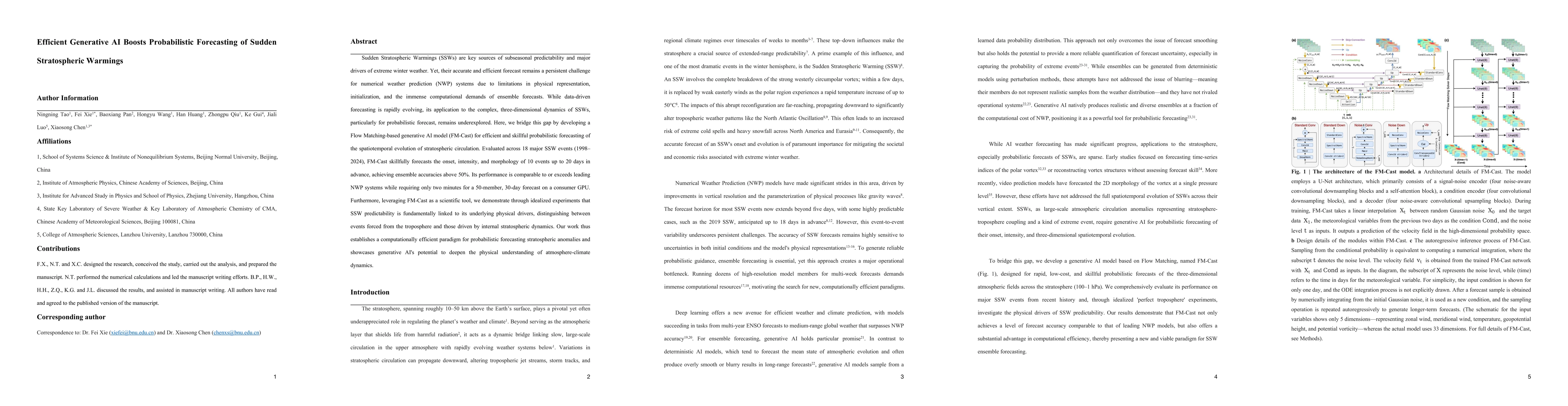 Thumbnail for Efficient Generative AI Boosts Probabilistic Forecasting of Sudden
  Stratospheric Warmings