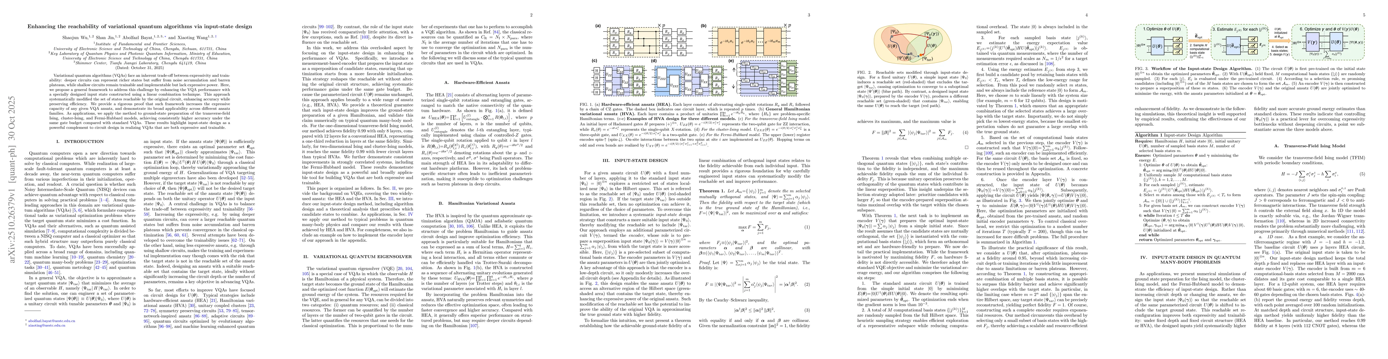 Thumbnail for Enhancing the reachability of variational quantum algorithms via
  input-state design