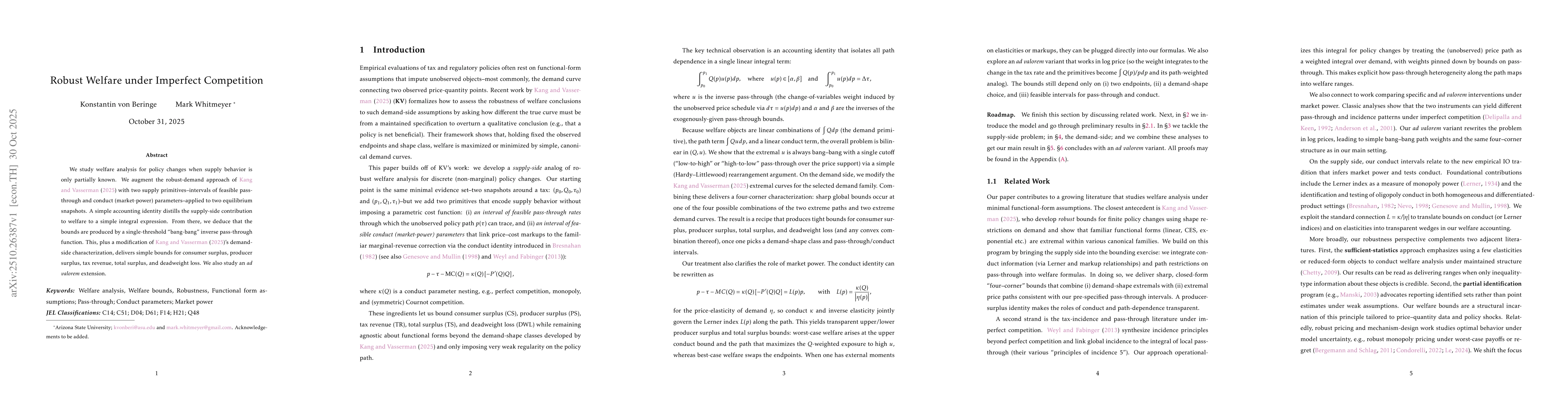 Thumbnail for Robust Welfare under Imperfect Competition