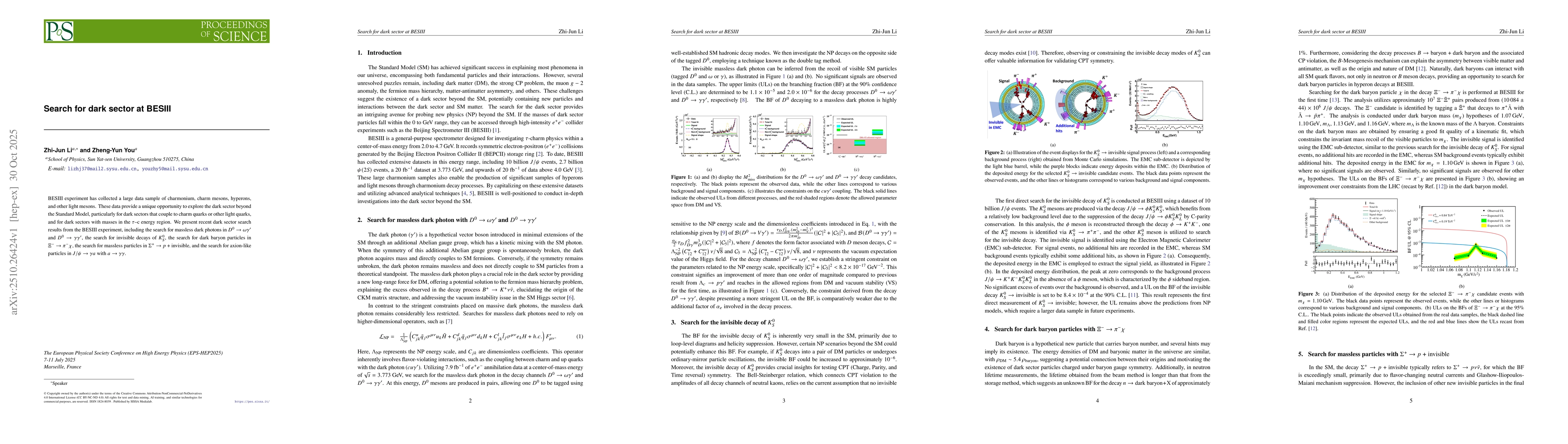 Thumbnail for Search for dark sector at BESIII