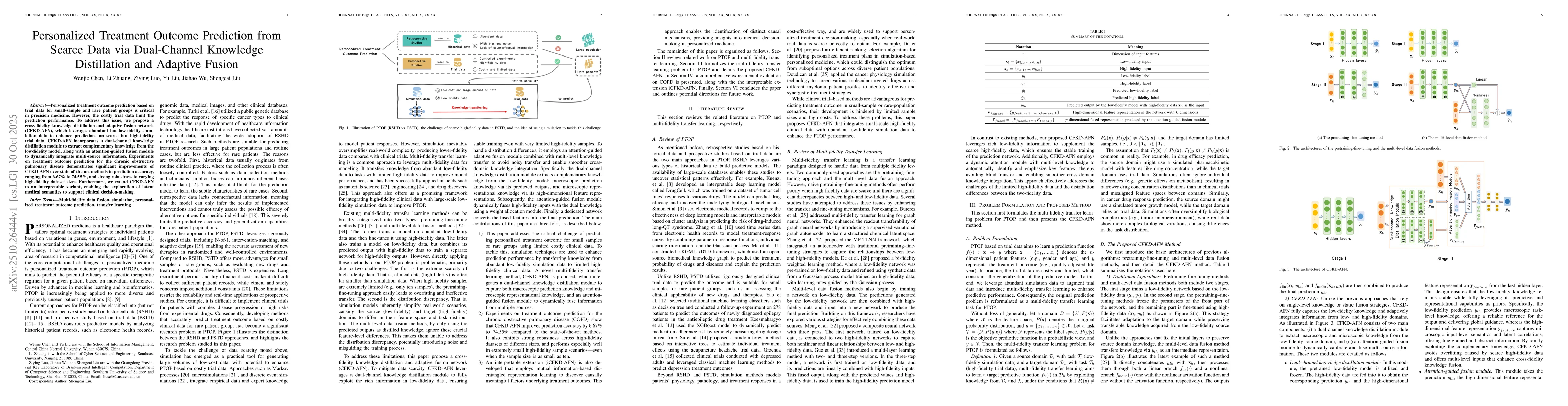 Thumbnail for Personalized Treatment Outcome Prediction from Scarce Data via
  Dual-Channel Knowledge Distillation and Adaptive Fusion