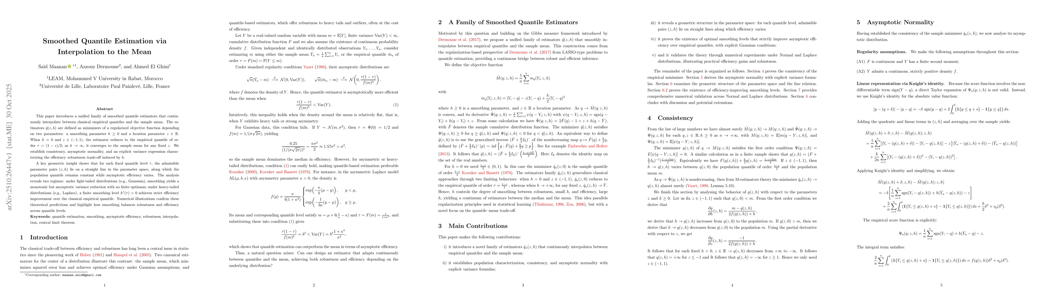 Thumbnail for Smoothed Quantile Estimation via Interpolation to the Mean