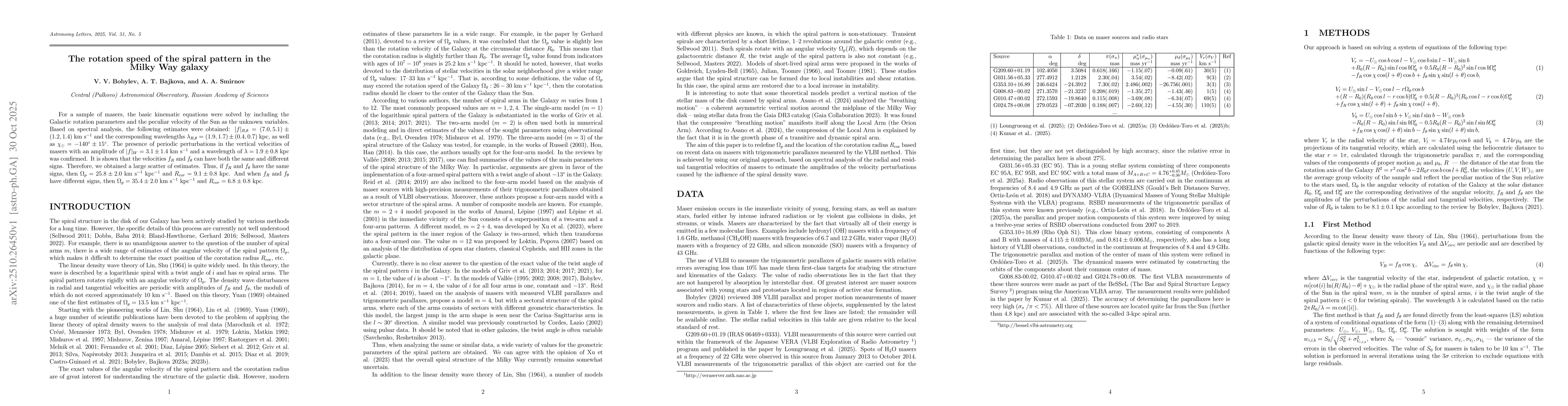 Thumbnail for The rotation speed of the spiral pattern in the Milky Way galaxy