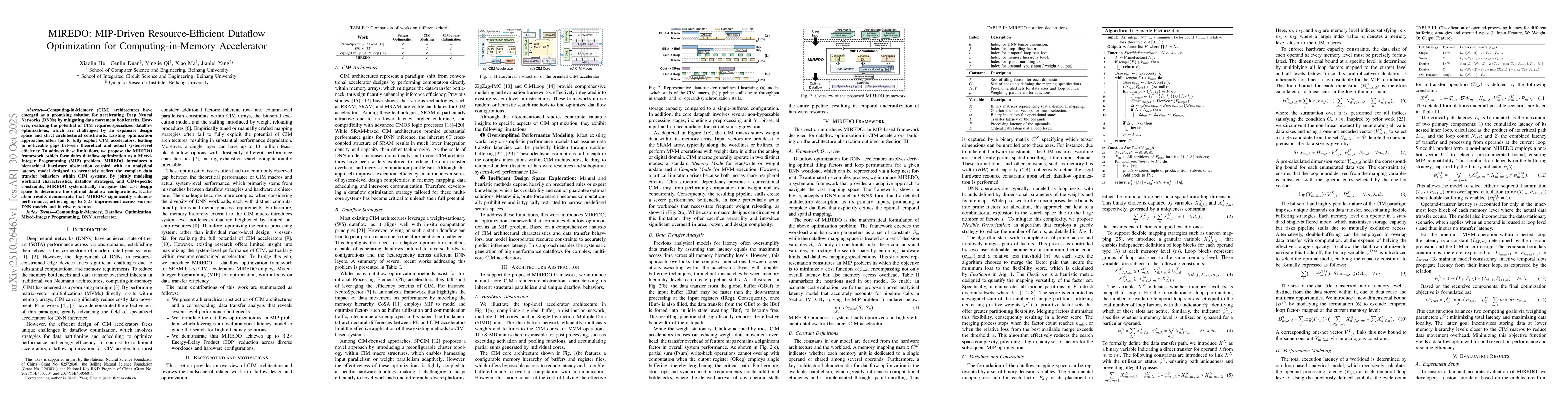 Thumbnail for MIREDO: MIP-Driven Resource-Efficient Dataflow Optimization for
  Computing-in-Memory Accelerator