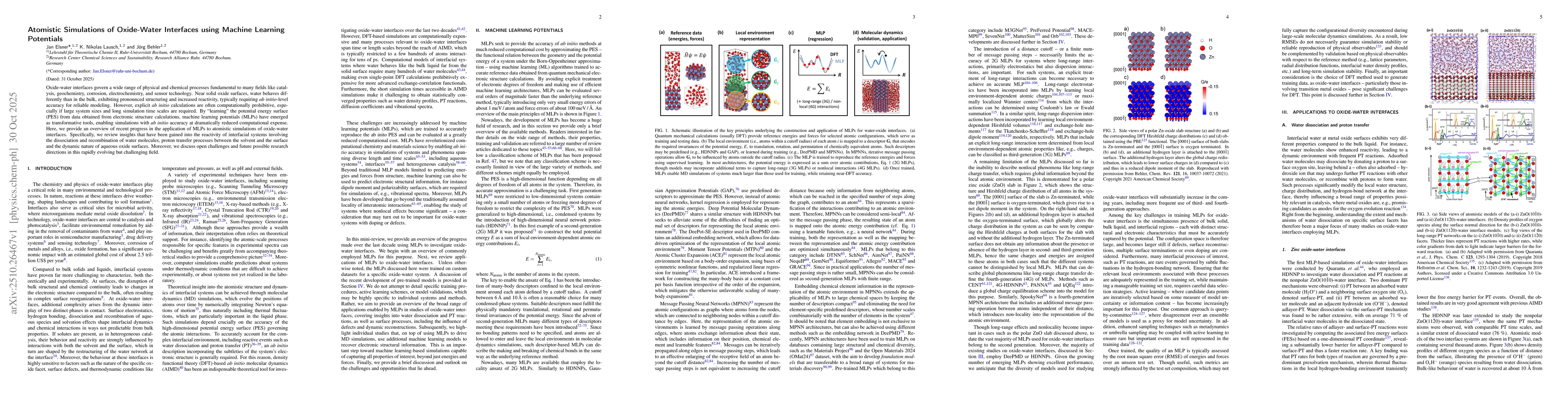 Thumbnail for Atomistic Simulations of Oxide-Water Interfaces using Machine Learning
  Potentials