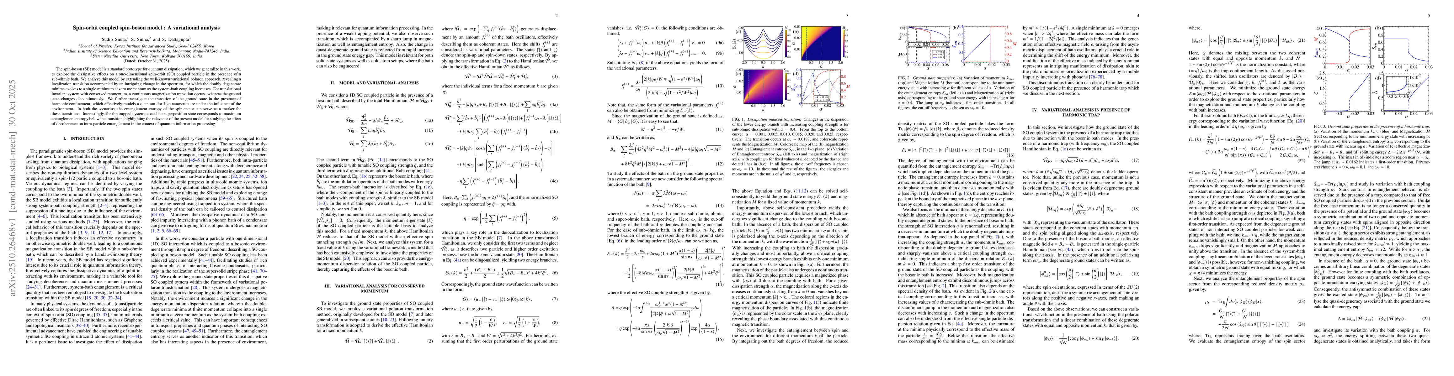 Thumbnail for Spin-orbit coupled spin-boson model : A variational analysis
