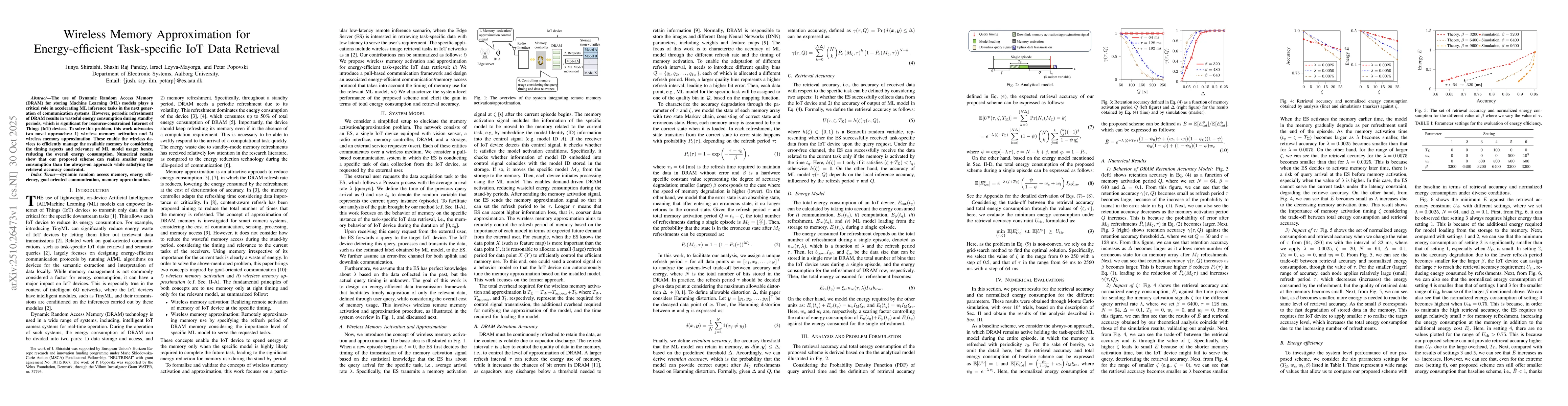 Thumbnail for Wireless Memory Approximation for Energy-efficient Task-specific IoT
  Data Retrieval