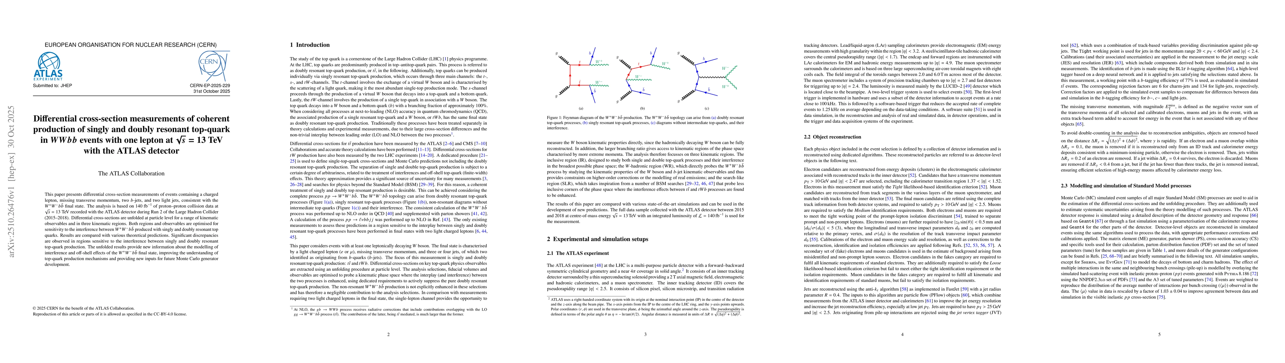Thumbnail for Differential cross-section measurements of coherent production of singly
  and doubly resonant top-quark in $WWbb$ events with one lepton at $\sqrt{s}$
  = 13 TeV with the ATLAS detector