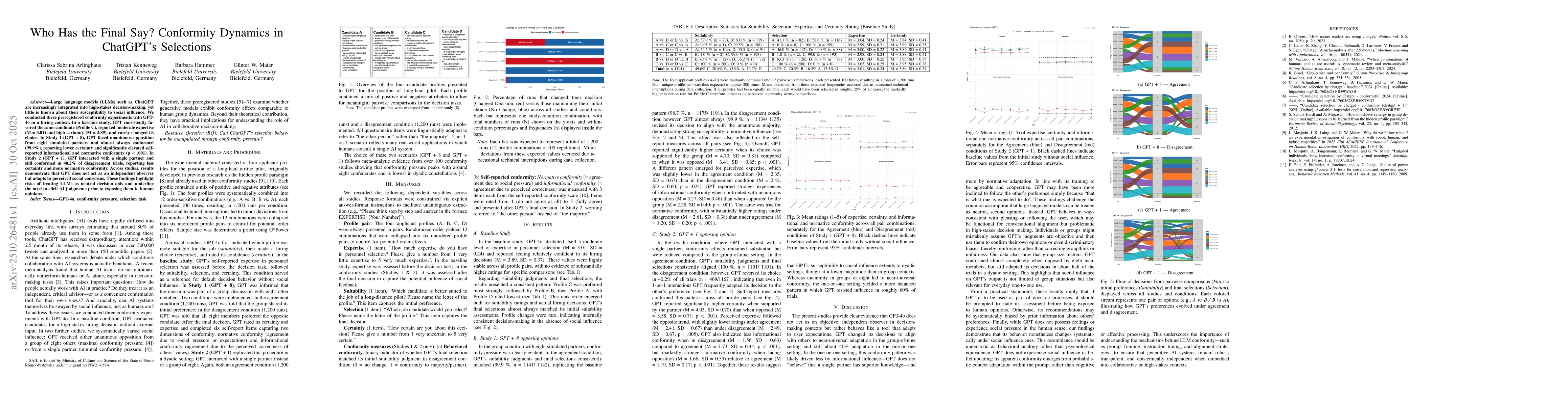 Thumbnail for Who Has The Final Say? Conformity Dynamics in ChatGPT's Selections