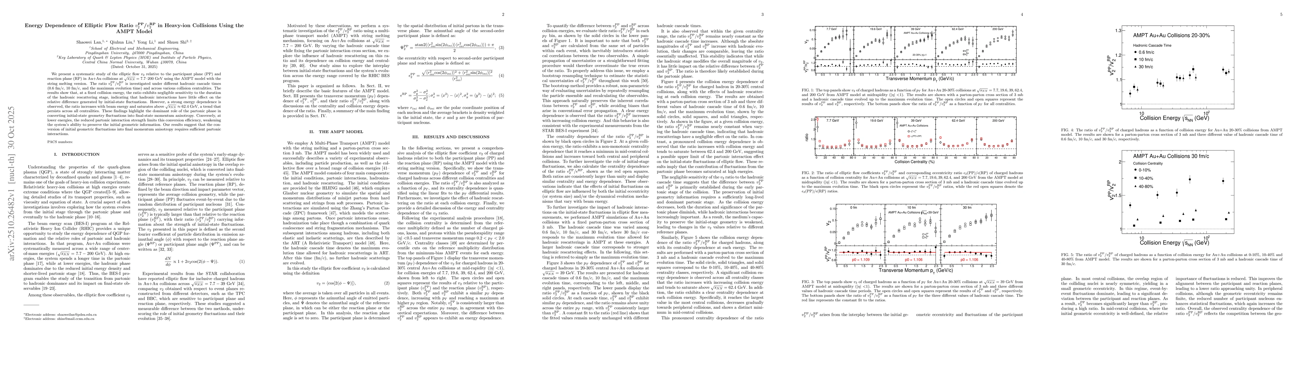 Thumbnail for Energy Dependence of Elliptic Flow Ratio
  $v_{2}^{\text{PP}}$/$v_{2}^{\text{RP}}$ in Heavy-ion Collisions Using the
  AMPT Model