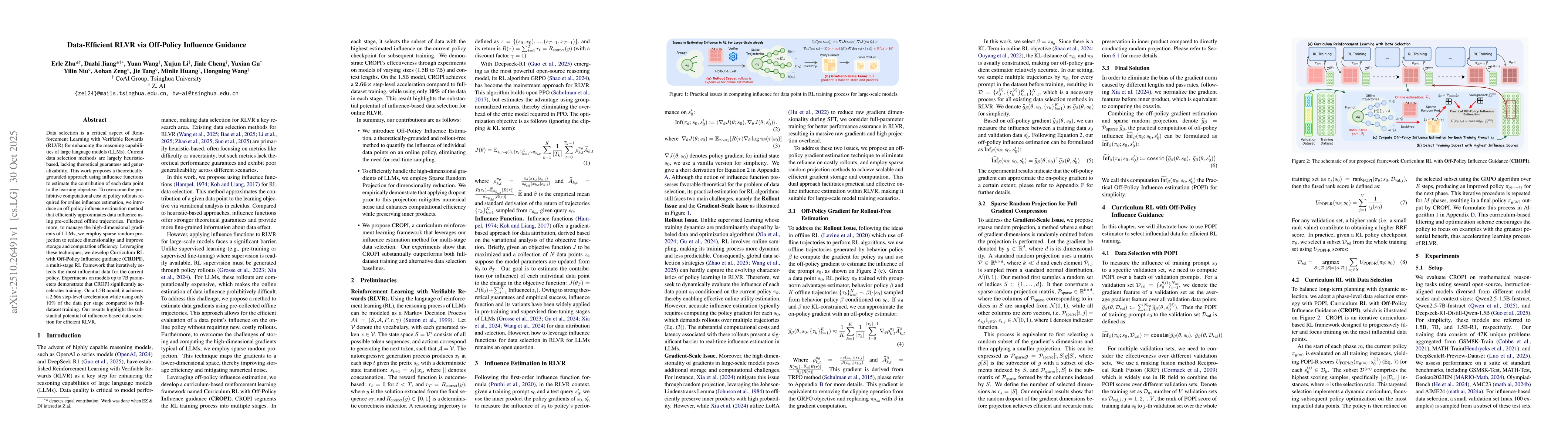 Thumbnail for Data-Efficient RLVR via Off-Policy Influence Guidance