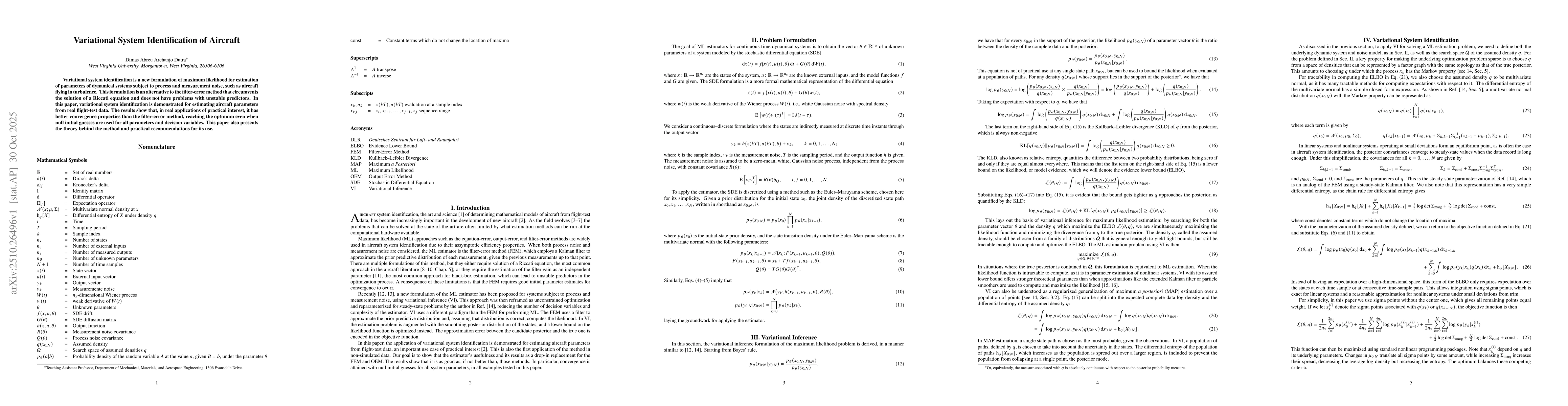 Thumbnail for Variational System Identification of Aircraft