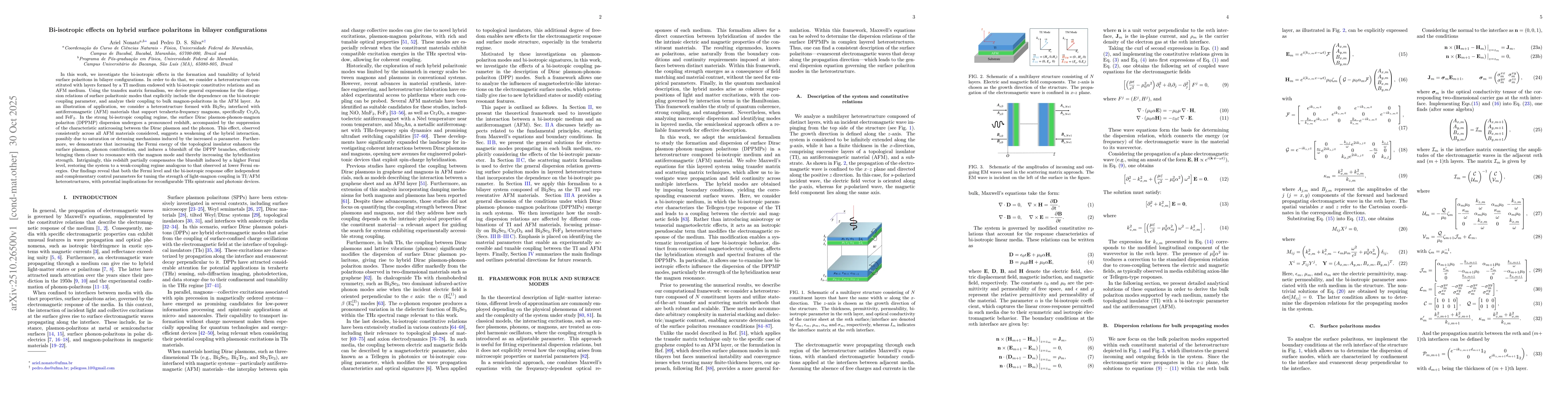 Thumbnail for Bi-isotropic effects on hybrid surface polaritons in bilayer
  configurations
