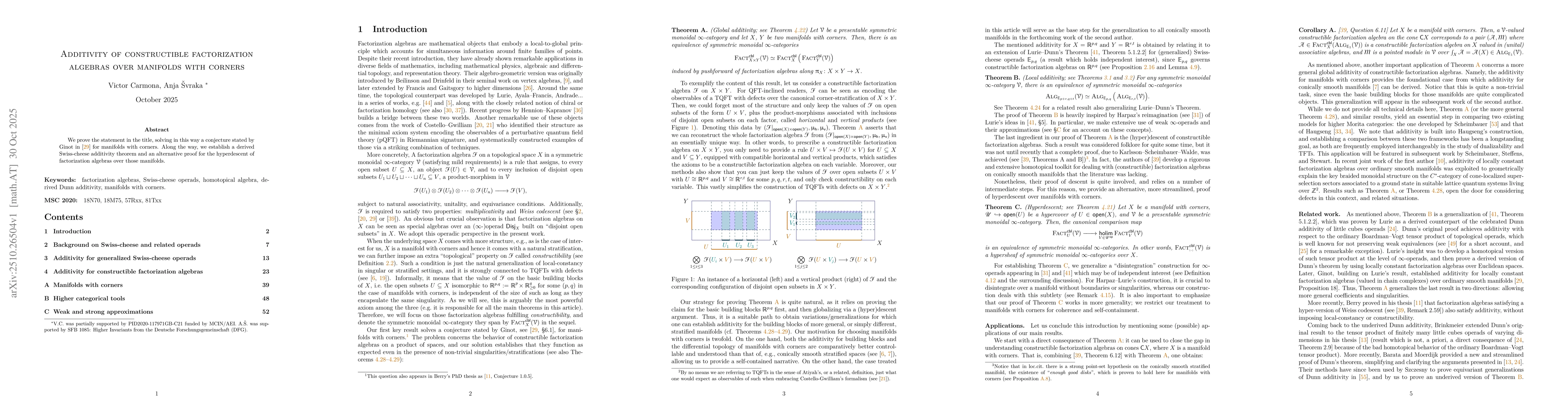 Thumbnail for Additivity of constructible factorization algebras over manifolds with
  corners
