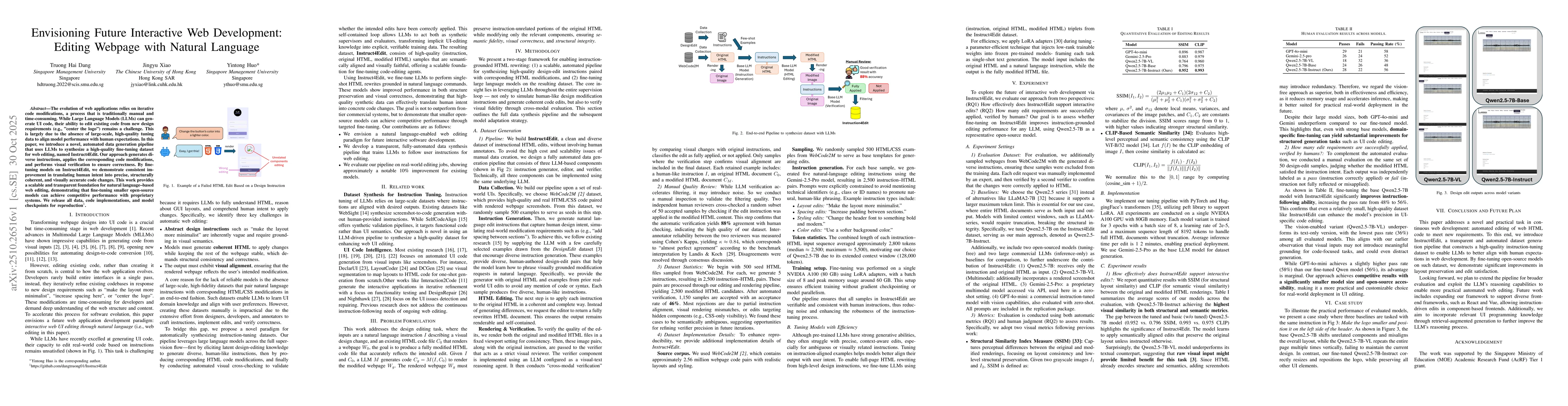 Thumbnail for Envisioning Future Interactive Web Development: Editing Webpage with
  Natural Language