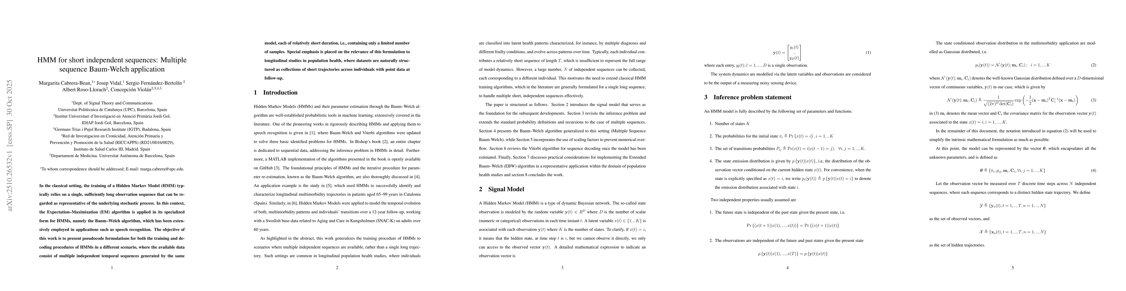 Thumbnail for HMM for short independent sequences: Multiple sequence Baum-Welch
  application
