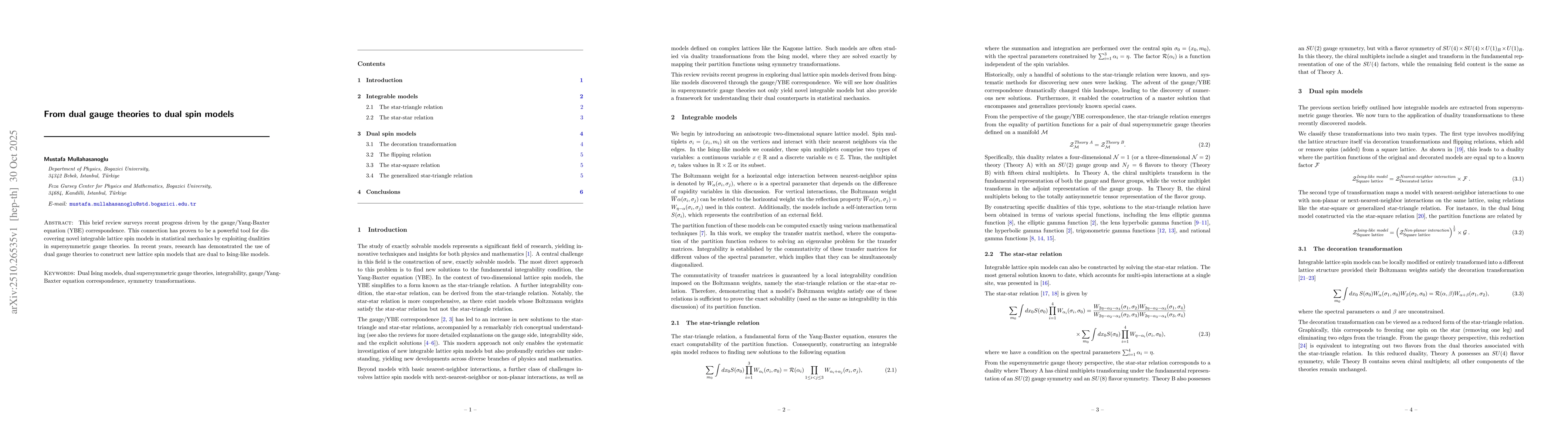 Thumbnail for From dual gauge theories to dual spin models