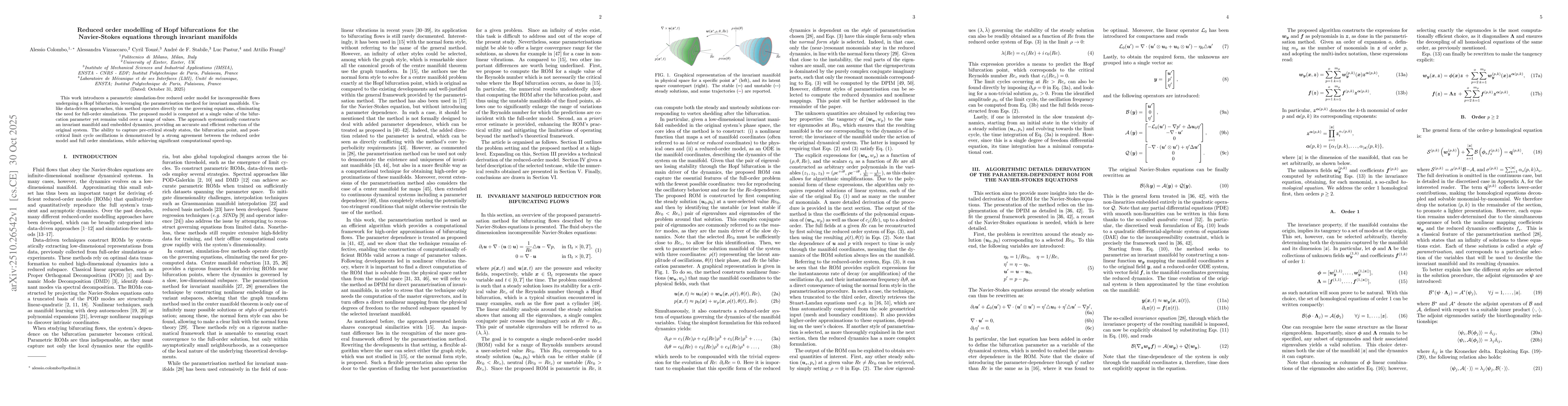 Thumbnail for Reduced order modelling of Hopf bifurcations for the Navier-Stokes
  equations through invariant manifolds