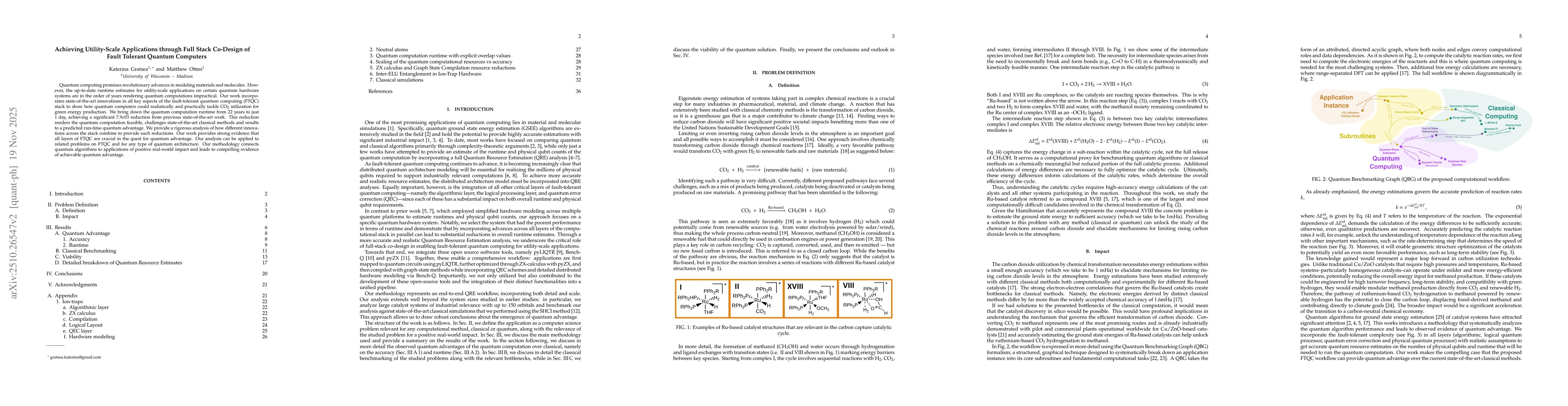 Thumbnail for Achieving Utility-Scale Applications through Full Stack Co-Design of
  Fault Tolerant Quantum Computers