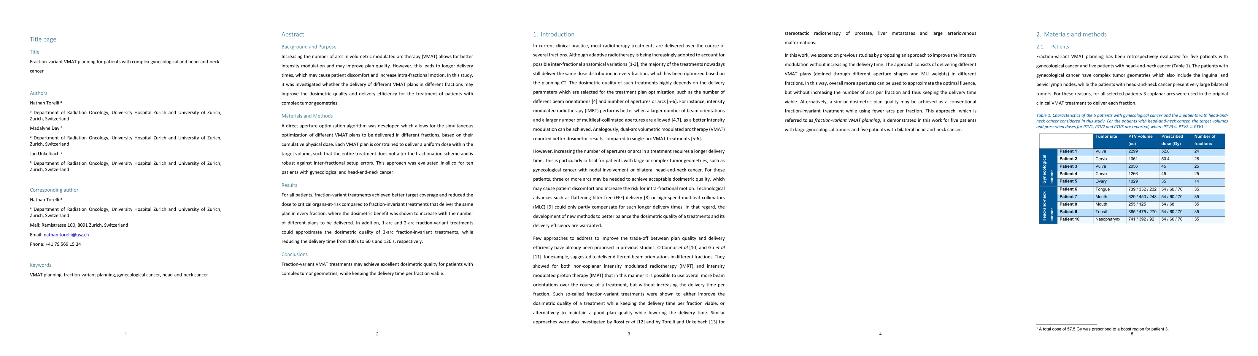 Thumbnail for Fraction-variant VMAT planning for patients with complex gynecological
  and head-and-neck cancer