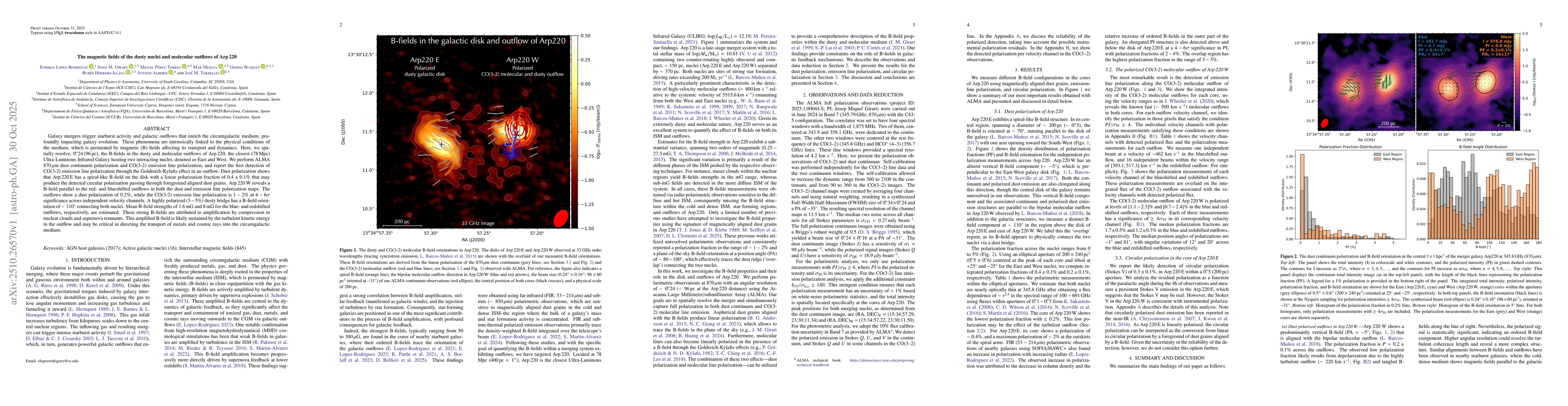 Thumbnail for The magnetic fields of the dusty nuclei and molecular outflows of Arp
  220